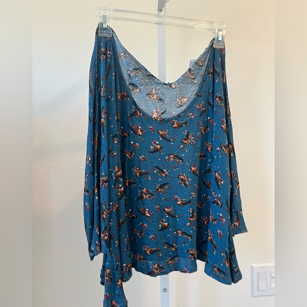 American Rag Teal Floral Blouse